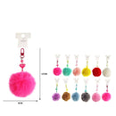 Fluffy Pom Pom Keychain – Faux Fur Ball with Heart Charm 1326 (12 units)