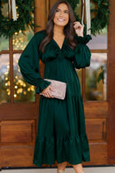 Goddess Grove Green Satin Maxi Dress (Open Pack)