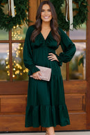 Goddess Grove Green Satin Maxi Dress (Open Pack)