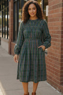 Cedar Lane Plaid Midi Dress (Open Pack)