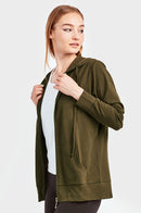 SOFRA LADIES SINGLE JERSEY ZIP-UP HOODIE JACKET (HDC7000A/XA_OLIVE)