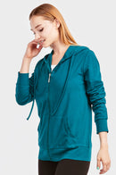 SOFRA LADIES SINGLE JERSEY ZIP-UP HOODIE JACKET (HDC7000A/XA_PEACOCK)