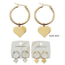 Heart Charm Hoop Earrings 0101GS (12 units)