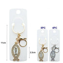 JESUS Fish Rhinestone Keychain – Gold/Silver 50298 (12 units)