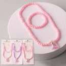 Kid's Cat Pearl Necklace Bracelet Set 0244 (12 units)