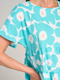WOMEN'S SHORT SLEEVE TIERED LOOSE FIT FLORAL MINI DRESS