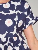 WOMEN'S SHORT SLEEVE TIERED LOOSE FIT FLORAL MINI DRESS