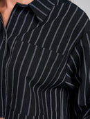WOMEN'S LONG SLEEVE TOP & ZIP UP MINI SKIRT STRIPES 2PC. SET