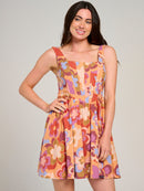 WOMEN'S SLEEVELESS SQUARE NECK FLORAL MINI DRESS