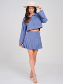 WOMEN'S LONG SLEEVE TOP & ZIP UP MINI SKIRT STRIPES 2PC. SET