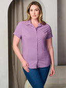 PLUS SIZE SHORT SLEEVE BUTTON UP BLOUSE TOP