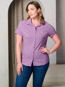 PLUS SIZE SHORT SLEEVE BUTTON UP BLOUSE TOP