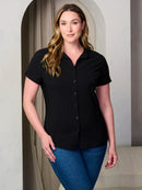 PLUS SIZE SHORT SLEEVE BUTTON UP BLOUSE TOP