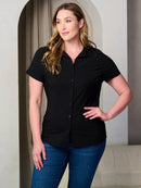 PLUS SIZE SHORT SLEEVE BUTTON UP BLOUSE TOP