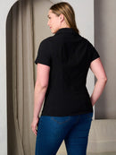 PLUS SIZE SHORT SLEEVE BUTTON UP BLOUSE TOP