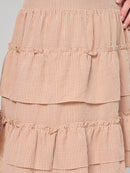 WOMEN'S ELASTIC WAIST RUFFLE TIERED FLARE MINI SKIRT