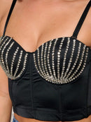 WOMEN'S SLEEVELESS REMOVABLE STRAPS STUDS DETAILED BUSTIER TOP