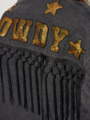 WOMEN'S LONG SLEEVE BUTTON CLOSURE FRINGE HOWDY POCKETS DENIM JACKET