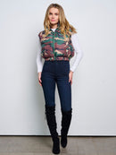 WOMEN'S SLEEVELESS ZIP UP FRONT POCKETS CAMO PRINT PUFFER VEST