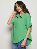 WOMEN'S SHORT SLEEVE V-NECK TUNIC BLOUSE TOP