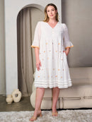 PLUS SIZE SHORT SLEEVE BUTTON UP POCKETS DETAILED MIDI DRESS