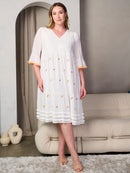 PLUS SIZE SHORT SLEEVE BUTTON UP POCKETS DETAILED MIDI DRESS