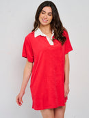 WOMEN'S SHORT SLEEVE V-NECK FRONT POCKETS GRAPHIC PATRIOTIC MINI DRESS