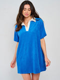 WOMEN'S SHORT SLEEVE V-NECK FRONT POCKETS GRAPHIC PATRIOTIC MINI DRESS