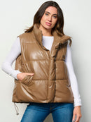 WOMEN'S SLEEVELESS ZIP UP FRONT POCKETS PUFFER PADDED VEST