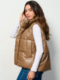 WOMEN'S SLEEVELESS ZIP UP FRONT POCKETS PUFFER PADDED VEST