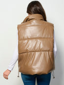 WOMEN'S SLEEVELESS ZIP UP FRONT POCKETS PUFFER PADDED VEST