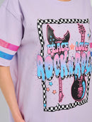 WOMEN'S SHORT SLEEVE FRONT POCKETS GRAPHIC MINI DRESS