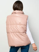 WOMEN'S SLEEVELESS ZIP UP FRONT POCKETS PUFFER PADDED VEST