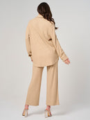 WOMEN'S ELASTIC WAIST SELF TIE FRONT POCKETS CHECKER WIDE LEG PANTS