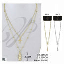 Layered Cross & Oval Pendant Necklace Set 39005RE (12 units)