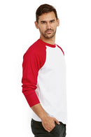 COTTONBELL MEN'S LONG SLEEVE BASEBALL TEE (MBT002C_RED-WHT)
