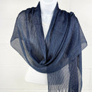 Metallic Fringe Multi Use Scarf Shawl Wraps Blue Tones (1 units)