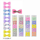 Mini Floral Ribbon Bow Hair Clips 10PC Set 40012P (12 units)