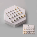 Mixed Stud Earrings Set Gold, Silver & Crystal 39942 (12 units)