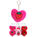 Pink Tone Heart Pom Pom Keychain 9282 (12 units)