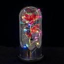 Rainbow Flower Rose Light Up 20cm Glass Dome RED (1 unit)