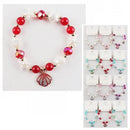 Red Beaded Charm Bracelet with Shell & Starfish 3817 (12 units)