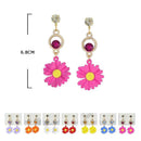 Rhinestone Flower Drop Earring 1081R ( 12 units)
