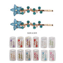 Rhinestone Flower Hair Clip Pin 2PC Set 1041R6 (12 units)