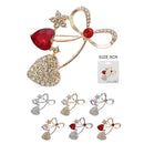 Rhinestone Heart Bow Brooch 0241R3 (12 units)