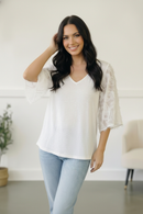 Plus Ivory Wide Sleeve Design Blouse