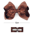Sequin Hair Bow Brown Color 500 (12 unit)