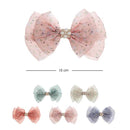 Spring Flower Shiny Fabric Hair Bow 8162 (12 units)