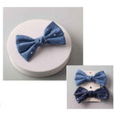 Star Print Denim Bow Hair Clip 13439DM (12 units)