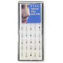 40PCS Surgical Steel Nose Rings With Color Stone 50011-2 (1 unit)